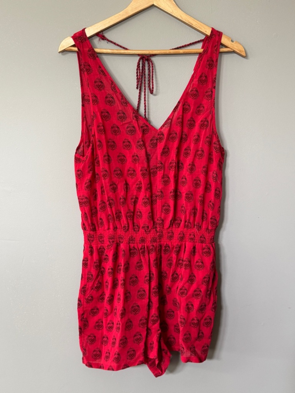Madewell Red Printed Sleeveless Romper